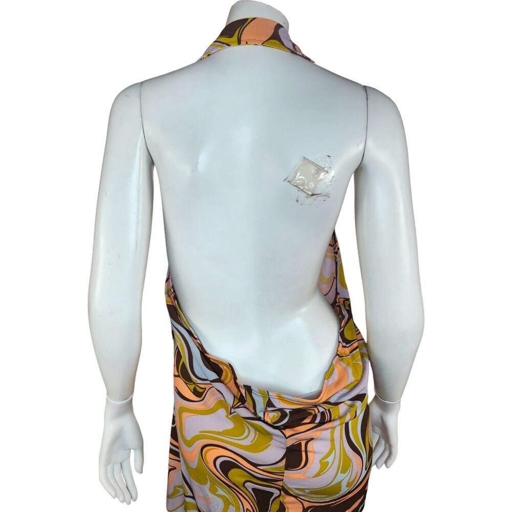 Rue 21 Women 1X Full-Button Bodycon Backless Tube‎ Dress Bohemiam 70s Swirl NWT - Picture 6 of 11